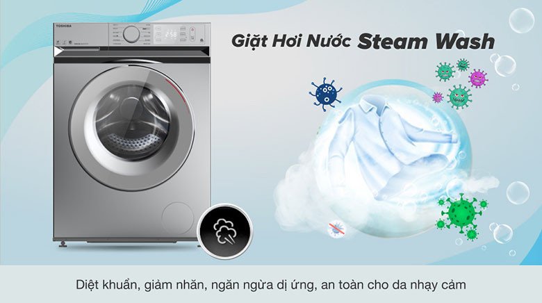 Hình ảnh công nghệ giặt hơi nước Steam Wash trên model TW-BL105A4V(SS)