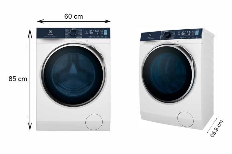 Hình ảnh kích thước thực tế máy giặt Electrolux EWF1042Q7WB lồng ngang