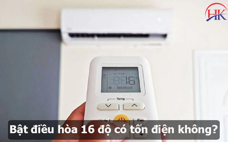 Hình ảnh mô tả việc bật điều hòa ở nhiệt độ 16 độ C có thể gây tốn điện năng
