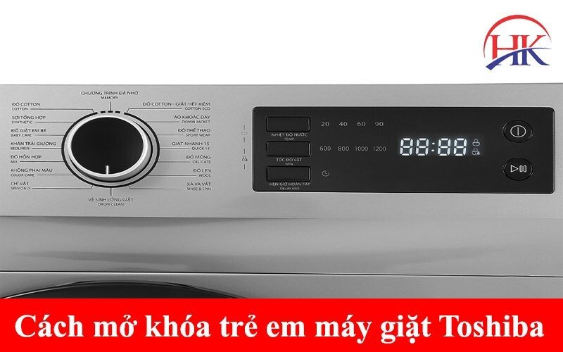 Hướng dẫn mở khóa trẻ em trên bảng điều khiển máy giặt Toshiba