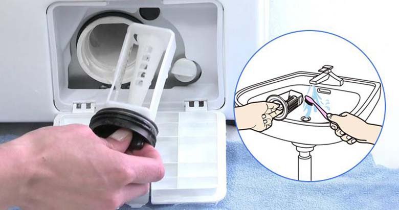 Hướng dẫn vệ sinh bộ lọc rác máy giặt Toshiba khi gặp lỗi C1