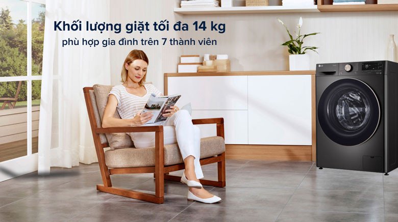 Khả năng giặt 14kg của máy giặt LG FV1414S3BA cho gia đình đông người