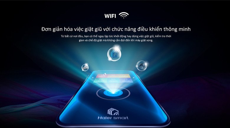 Khả năng kết nối Wifi của máy giặt Aqua AW10-BD4377U1L(GN) cho phép điều khiển từ xa