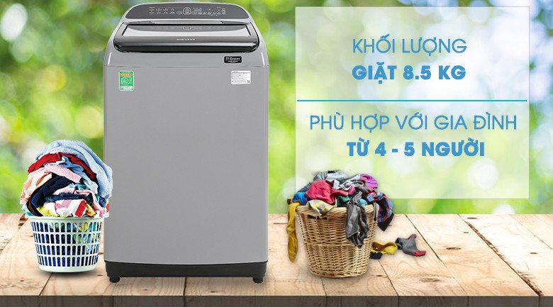 Khối lượng giặt 8.5 kg lý tưởng của máy giặt Samsung