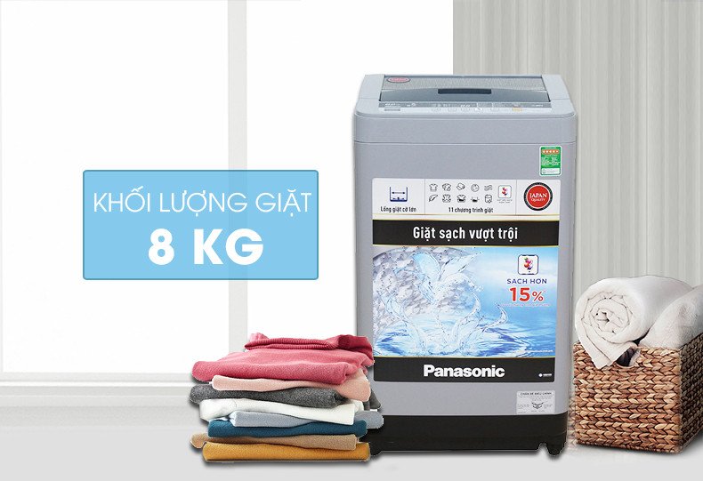 Khối lượng giặt 8kg trên máy giặt lồng đứng Panasonic