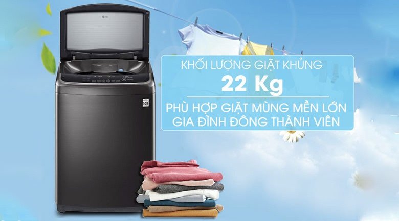 Khối lượng giặt lớn của máy giặt LG TH2722SSAK Inverter 22kg