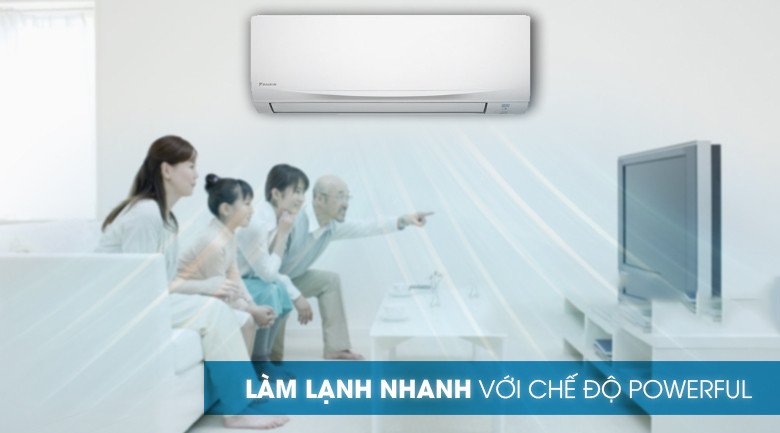 Kích hoạt chế độ làm lạnh nhanh Powerful trên điều hòa Daikin