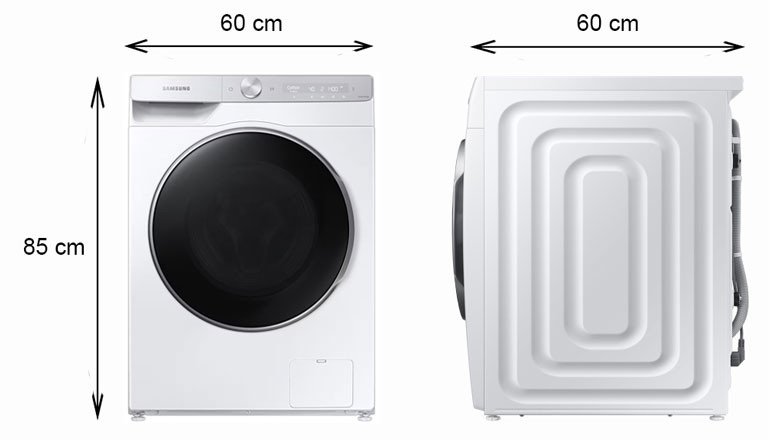 Kích thước thực tế của máy giặt Samsung WW11CGP44DSHSV 11kg lồng ngang