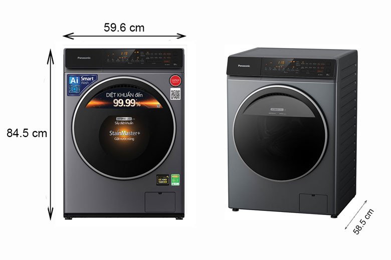 Kích thước thực tế máy giặt sấy Panasonic NA-V10FC1LVT lồng ngang