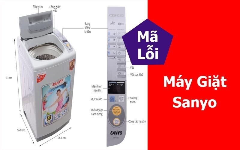 Kiểm tra hiển thị mã lỗi máy giặt Sanyo trên bảng điều khiển