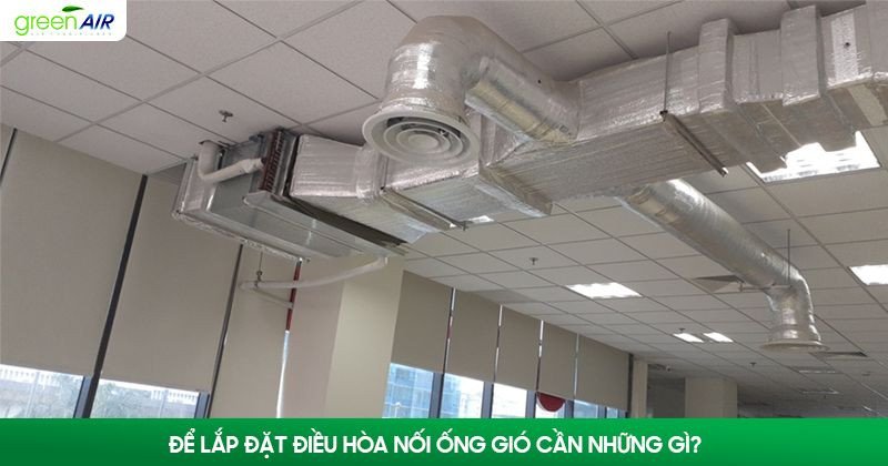 Kỹ thuật viên đang thi công lắp đặt điều hòa nối ống gió Daikin