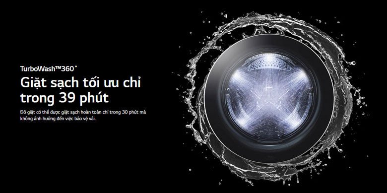 LG WashTower WT1410NHE giặt siêu nhanh với TurboWash360
