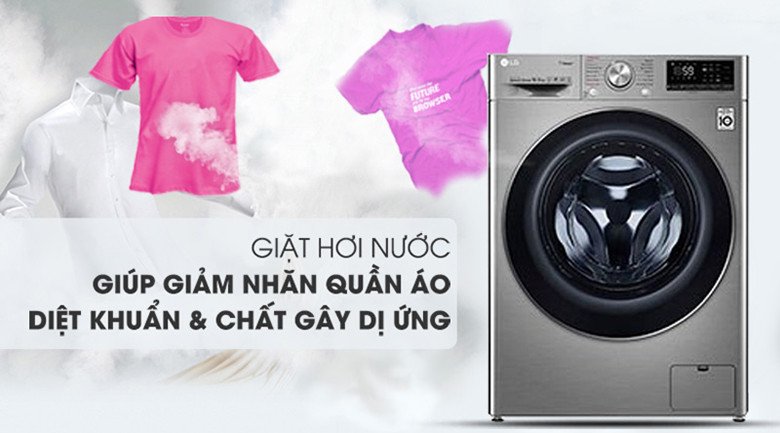 Lợi ích giặt hơi nước Steam+ trên máy giặt LG FV1450S3V