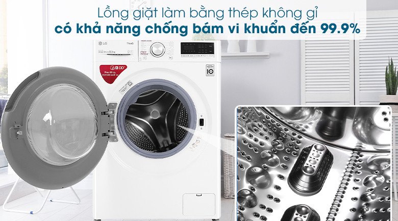 Lồng giặt bằng thép không gỉ của máy giặt LG FV1408S4W