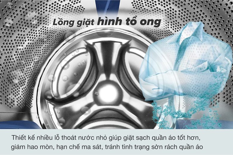 Lồng giặt hình tổ ong bảo vệ quần áo trong máy giặt Electrolux EWF1024P5WB
