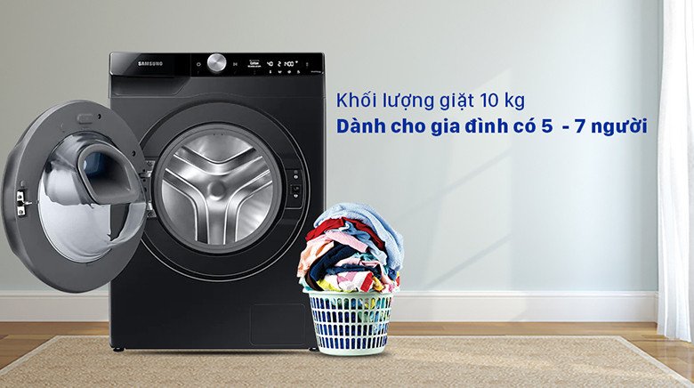 Lồng giặt lớn với dung tích 10kg của máy giặt Samsung