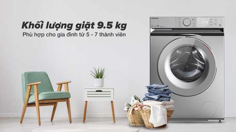 Lồng giặt máy giặt Toshiba TW-BL105A4V(SS) với dung tích 9.5 kg