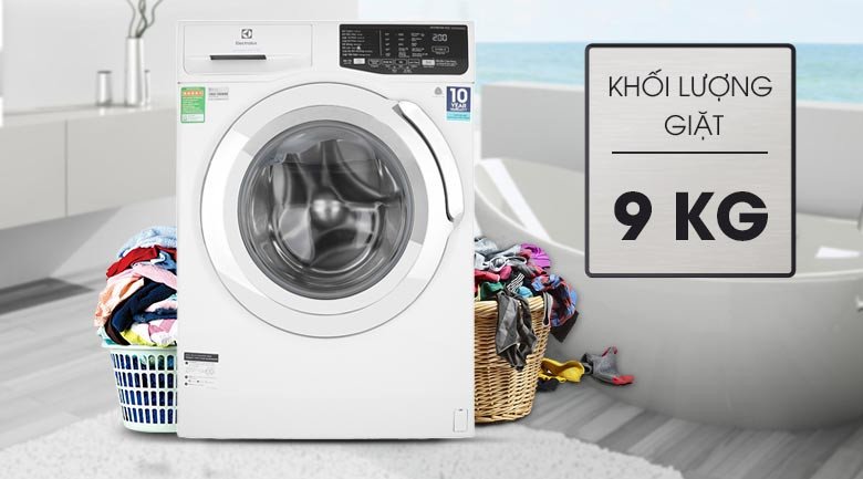 Lồng giặt rộng rãi với khối lượng 9kg trên máy Electrolux EWF9025BQWA