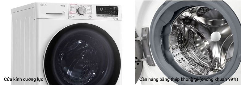 Lồng giặt và cửa kính cường lực của máy giặt LG FV1411S4WA