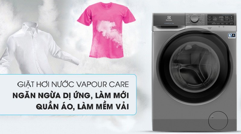 Luồng hơi nước Vapour Care trong máy giặt Electrolux EWF1141AESA giúp diệt khuẩn và làm mềm vải