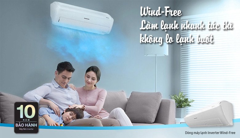 Luồng không khí phân tán qua 21000 lỗ nhỏ trên dàn lạnh Samsung Wind Free