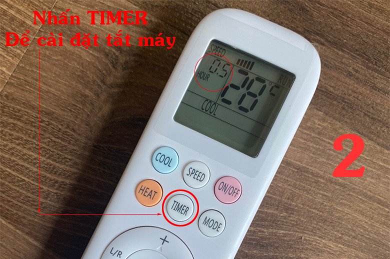 Màn hình điều khiển điều hòa Casper mẫu 3 hiển thị HOUR OFF khi cài đặt hẹn giờ tắt