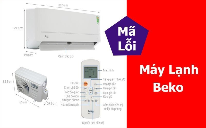 Màn hình hiển thị mã lỗi trên điều hòa Beko