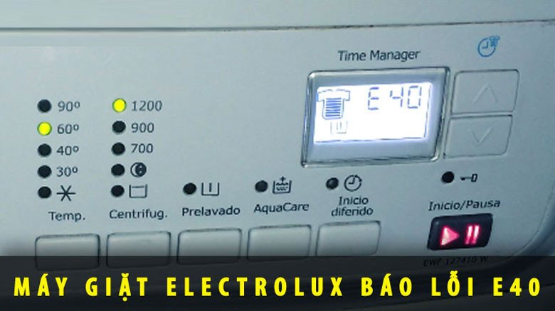 Màn hình máy giặt Electrolux báo lỗi E40