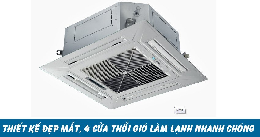 Mặt panel điều hòa âm trần Casper phân bổ gió 4 hướng