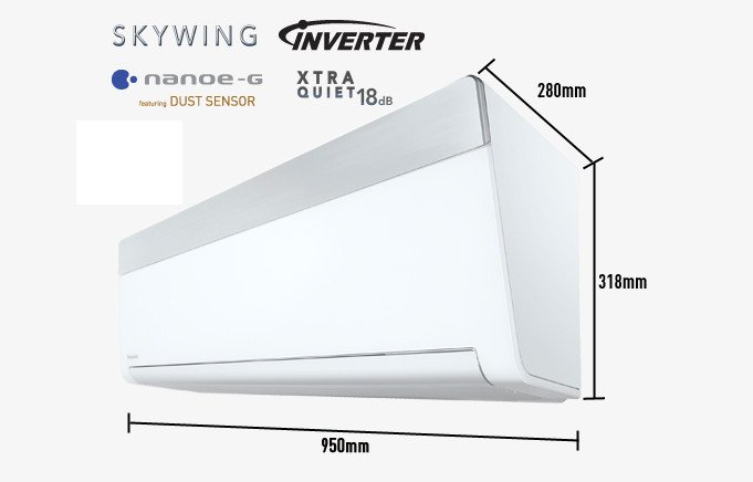 Máy điều hòa Panasonic Sky Series dàn lạnh màu trắng, thiết kế sang trọng