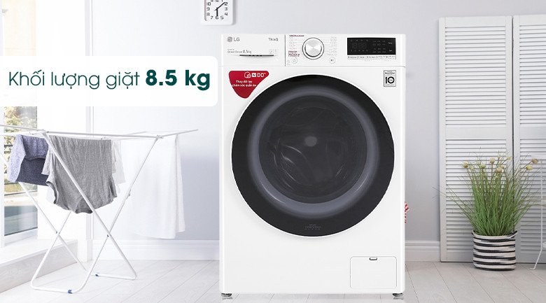 Máy giặt 8.5kg LG AI DD FV1408S4W lồng ngang với cửa kính lớn