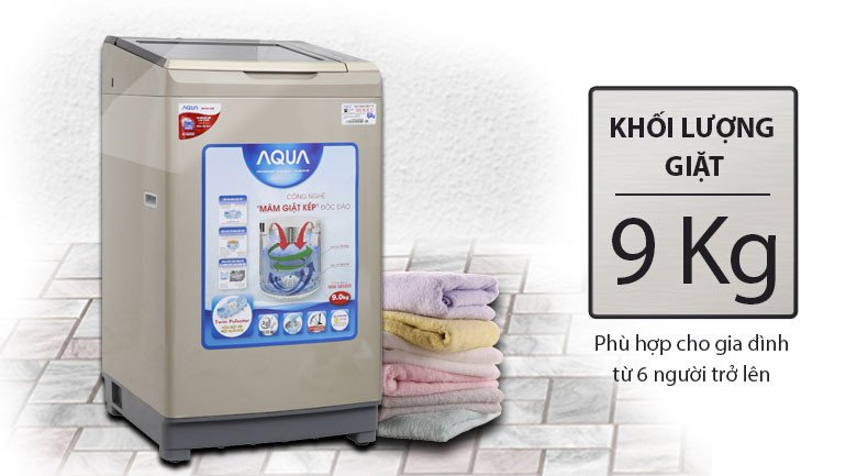 Máy giặt Aqua 9kg Inverter màu trắng phù hợp gia đình