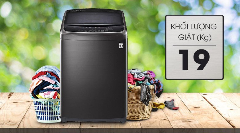 Máy giặt lồng đứng LG Inverter 19kg TH2519SSAK với thiết kế hiện đại và cửa kính cường lực