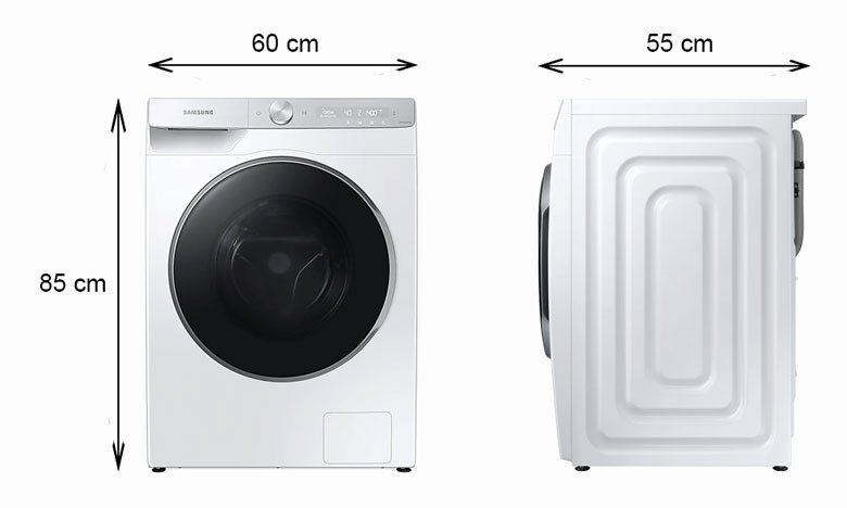 Máy giặt Samsung Inverter 10kg WW10TP44DSH/SV 10kg lồng ngang với thiết kế hiện đại và kích thước tối ưu
