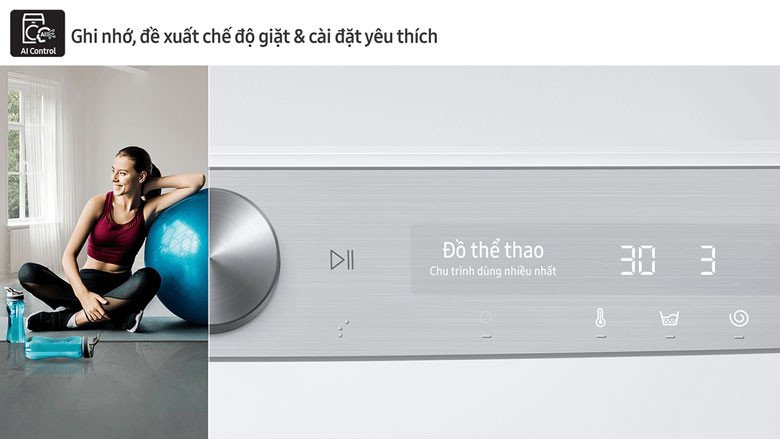 Máy giặt Samsung WW10TP44DSH/SV lồng ngang ghi nhớ và đề xuất chế độ giặt thông minh