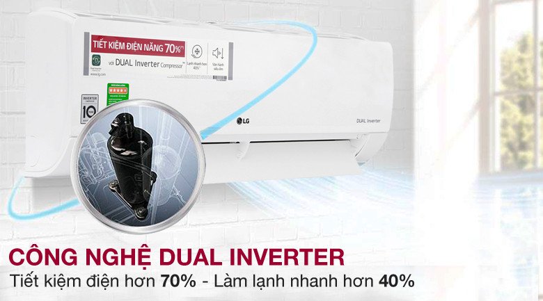 Máy nén kép Dual Inverter trên điều hòa LG giúp tiết kiệm điện năng