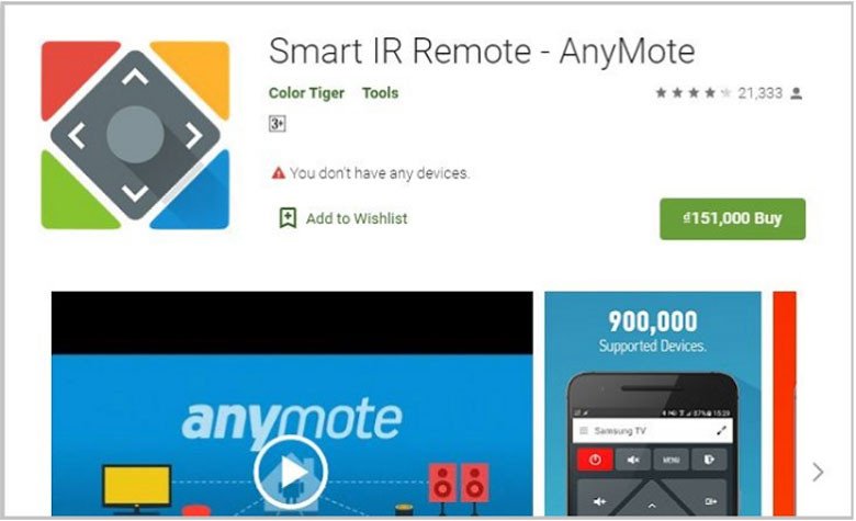 Minh họa giao diện ứng dụng Smart IR Remote điều khiển các thiết bị điện lạnh