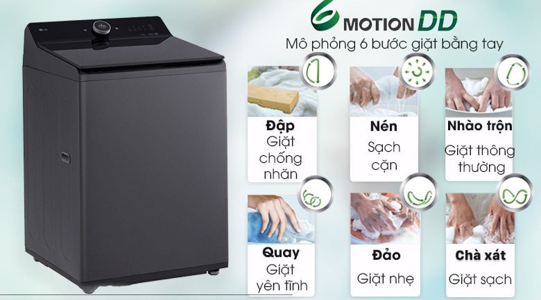 Mô phỏng 6 chuyển động giặt tay của máy giặt LG TX2725AT9G