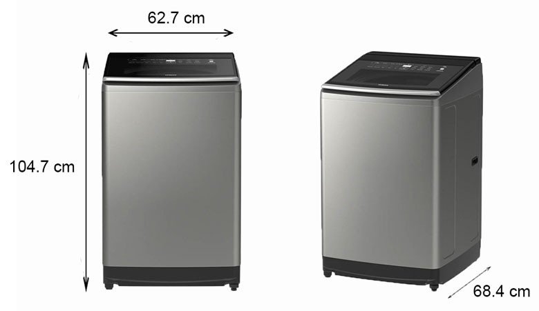 Mô tả kích thước thực tế của máy giặt Hitachi SF-140TCV 14kg lồng đứng