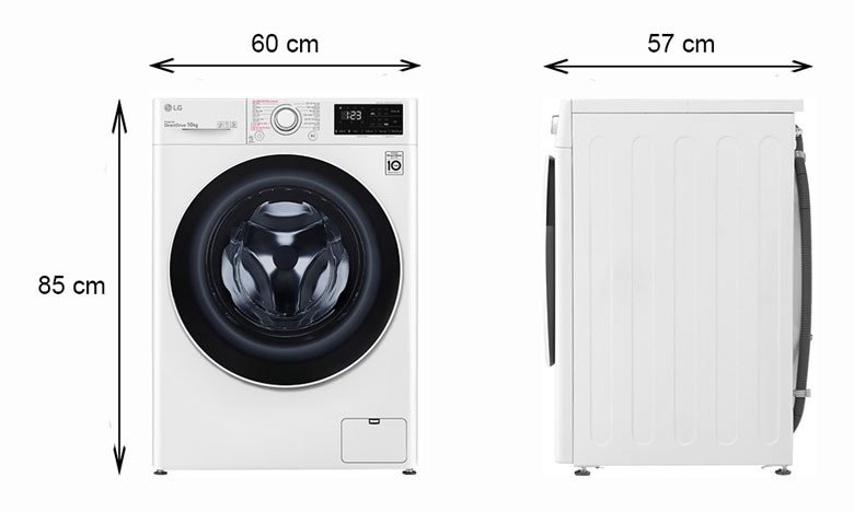 Mô tả máy giặt LG FV1410S5W lồng ngang, màu trắng, thiết kế hiện đại, kích thước chuẩn
