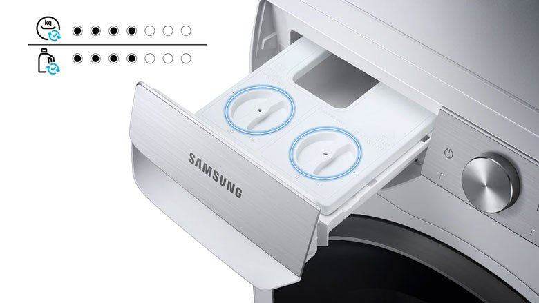 Ngăn AI Dispenser của máy giặt Samsung WW10TP44DSH/SV tự động phân bổ nước giặt chính xác