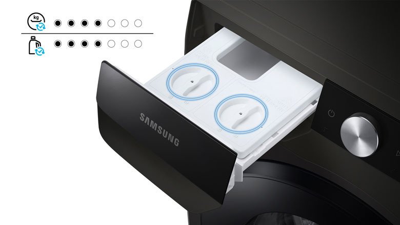 Ngăn chứa nước giặt xả tự động AI Dispenser trên máy giặt Samsung