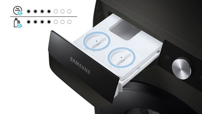 Ngăn nước giặt xả thông minh AI Dispenser trên máy giặt sấy Samsung WD12TP34DSX/SV