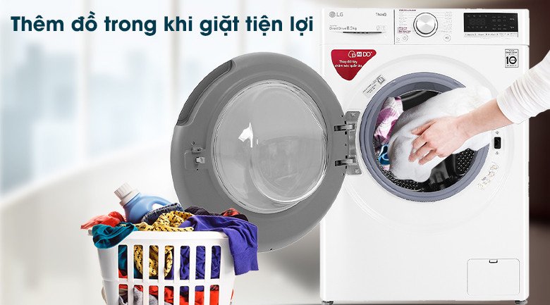 Nút hoặc màn hình hiển thị tính năng Add Item trên máy giặt LG FV1408S4W