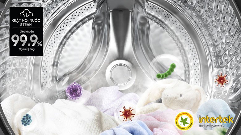 Quần áo được làm sạch sâu bằng công nghệ giặt hơi nước Hygiene Steam