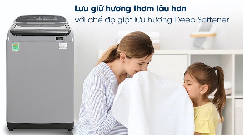 Quần áo thơm lâu hơn với chế độ giặt lưu hương Deep Softener của máy giặt Samsung WA90T5260BY/SV