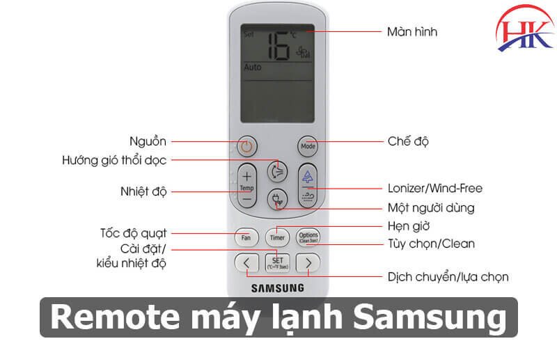 Remote máy lạnh Samsung với các phím chức năng