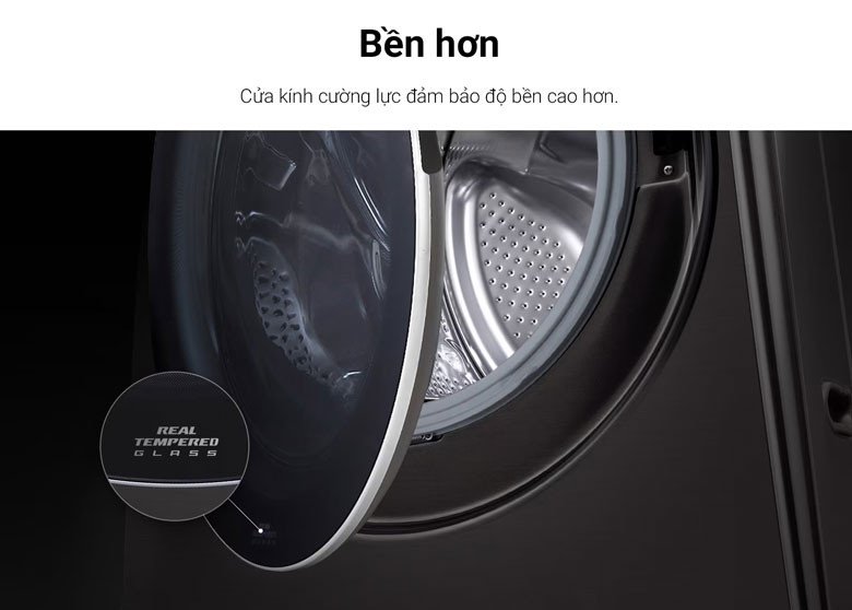 Thiết kế bền bỉ và sang trọng của máy giặt sấy LG F2721HVRB