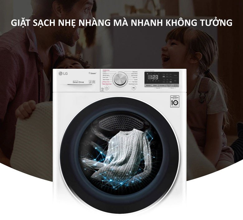 Thiết kế hiện đại của máy giặt LG Inverter 9kg FV1209S5W
