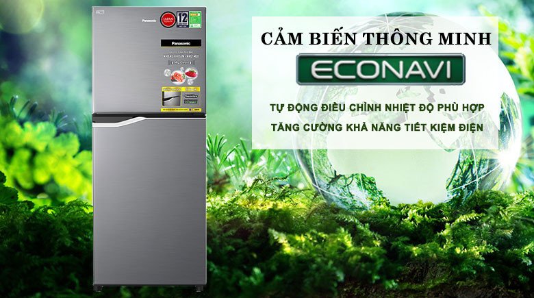Thiết kế hiện đại của tủ lạnh Panasonic Inverter NR-BA189PPVN giá dưới 5 triệu